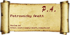 Petrovszky Anett névjegykártya
