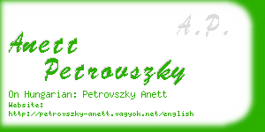 anett petrovszky business card